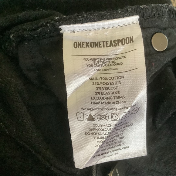 One Teaspoon Side Tie Freebird II Black Paris Jeans 26 - Picture 8 of 9